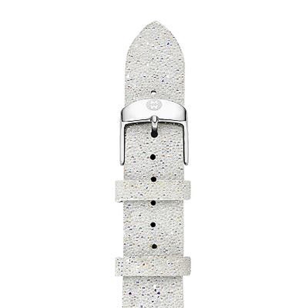 MICHELE | White Crystal 16mm Leather Watch Band - Picture 5 of 9